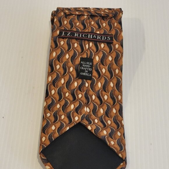 JZ Richards Silk Tie Premium Orange & Dark Blue Paisley USA Classic 3 3/4" x 58" - Picture 1 of 8